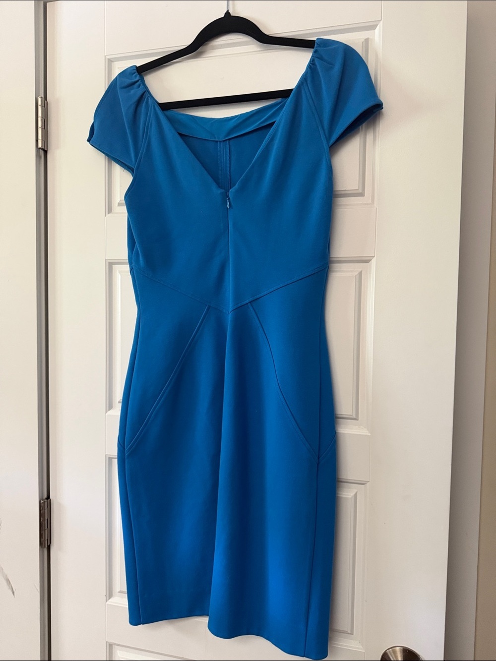 NWOT Diane Von Furstenberg Electric Blue Cap-Sleeve Sheath Dress - Picture 4 of 5